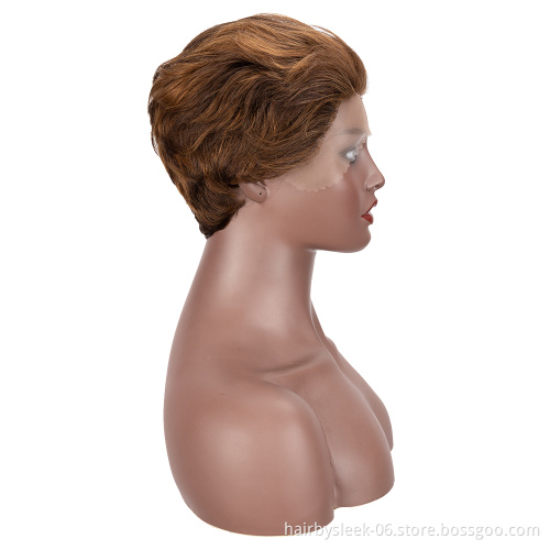 Rebecca Fashion Dark brown Short Straight Wigs For Black Women Hd Lace Wig Pixie Cut Human Hair Front Lace Wigs